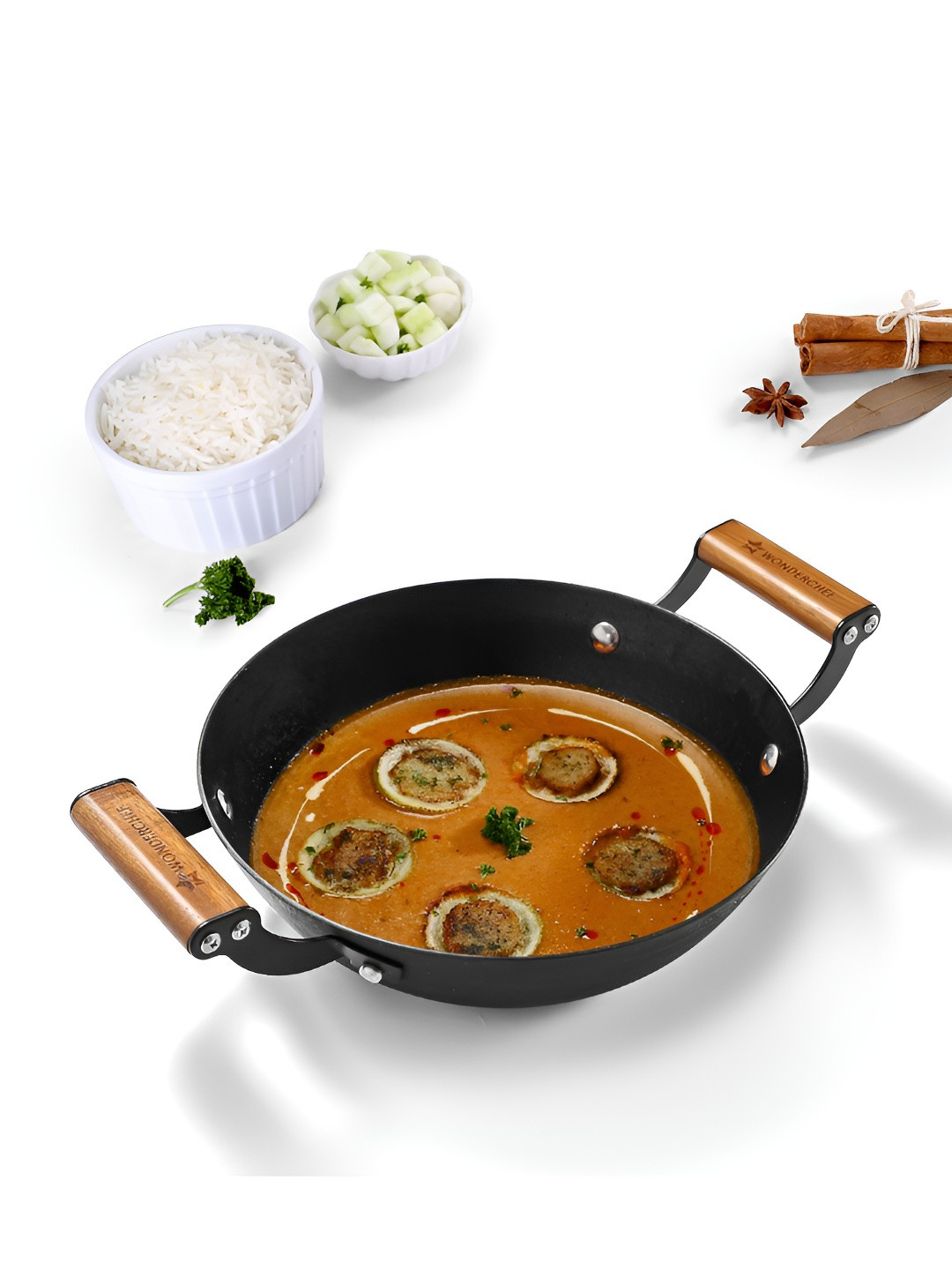 Wonderchef Wonderchef Pre-Seasoned Ferro Light Black Pre Seasoned Cast Iron Kadhai - 3.2 L