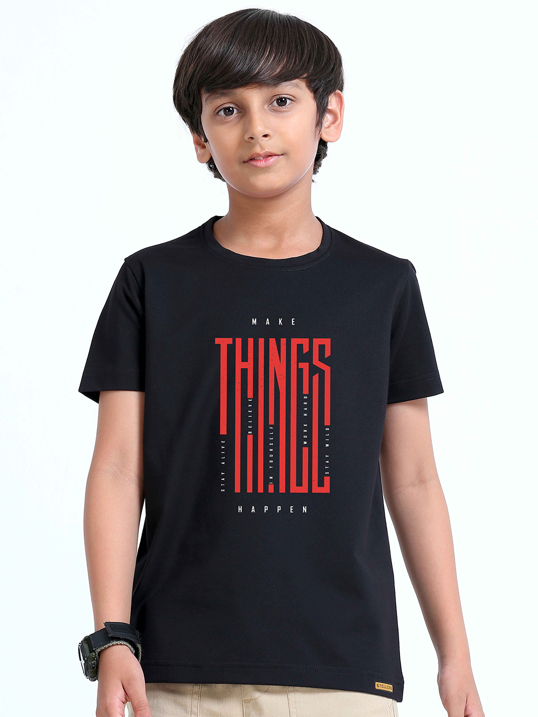 STELLERS Boys Typography Printed T-shirt