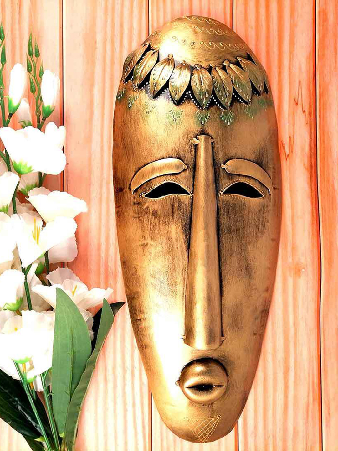 apka mart Decorative Tribal Masks Metal Matte Hanging Hall Wall Masks-19.7In