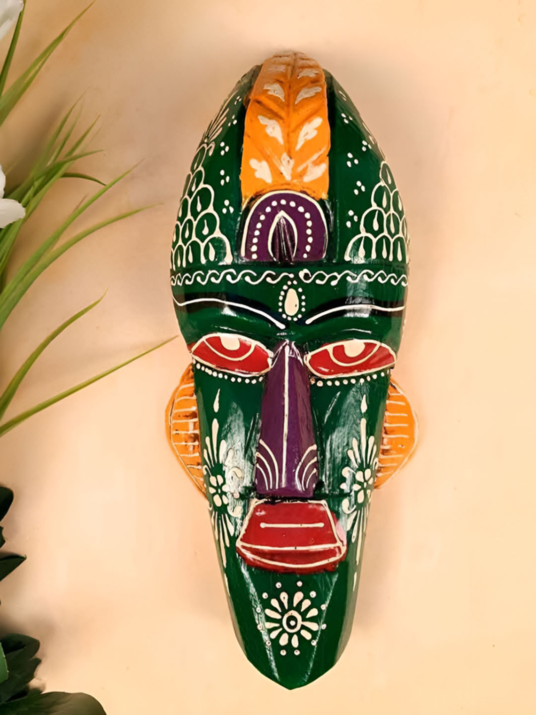apka mart Tribal Masks Wood Ethnic Motifs Antique Hanging Hall Wall Masks-11.8In