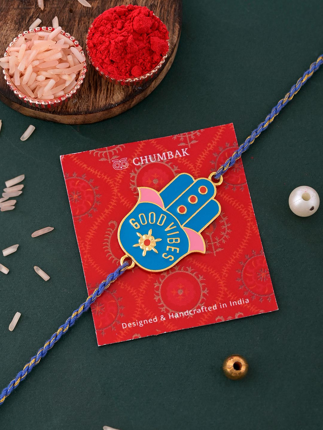 Chumbak Good Vibes Hamsa Evil Eye Thread Rakhi