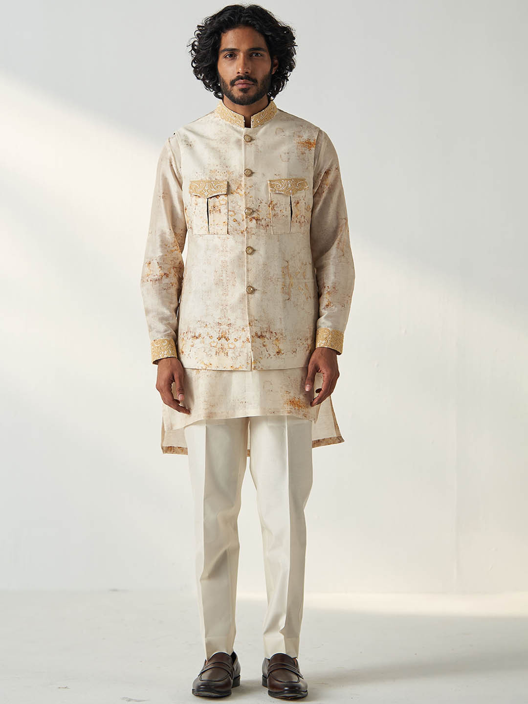 STUDIO BAGECHAA Printet Woven Nehru Jacket