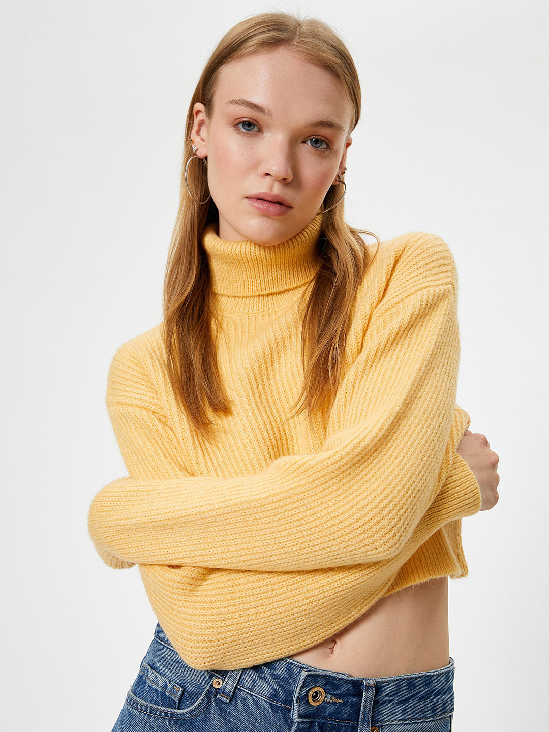 Koton Women Striped Turtle Neck Sweater Vest