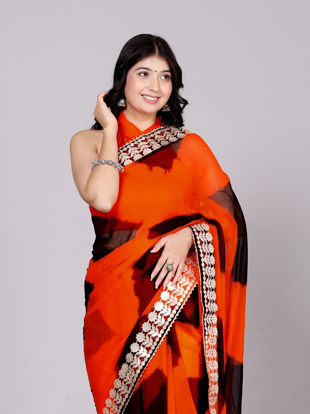 VL SAREES Gotta Patti Pure Chiffon  Saree