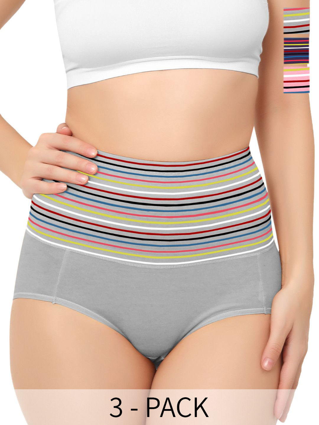 Bella Voste Pack Of 3 High-Rise Tummy Control Hipster Briefs