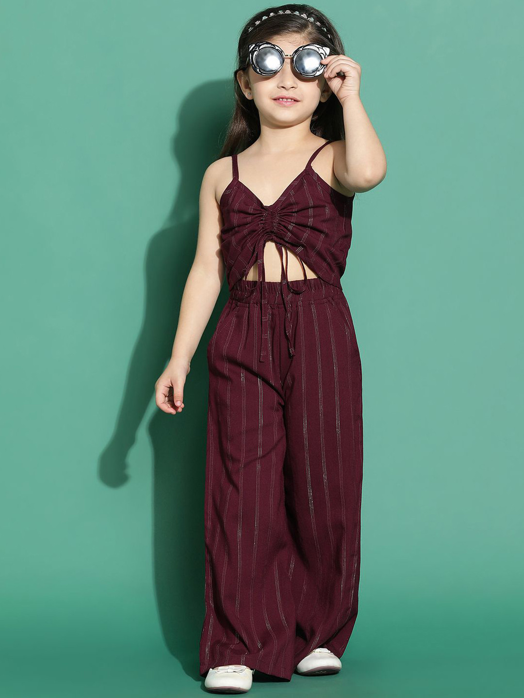 TALES & STORIES Girls Striped Top with Trousers