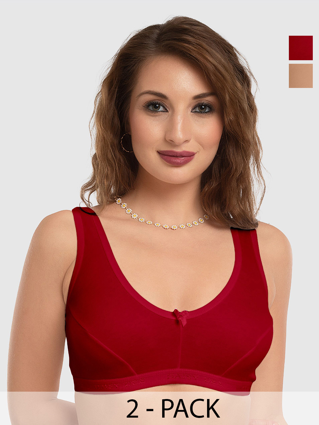 Daisy Dee Pack Of 2 Full Coverage Non Padded Rapid-Dry Workout Bras- Moisture Wicking