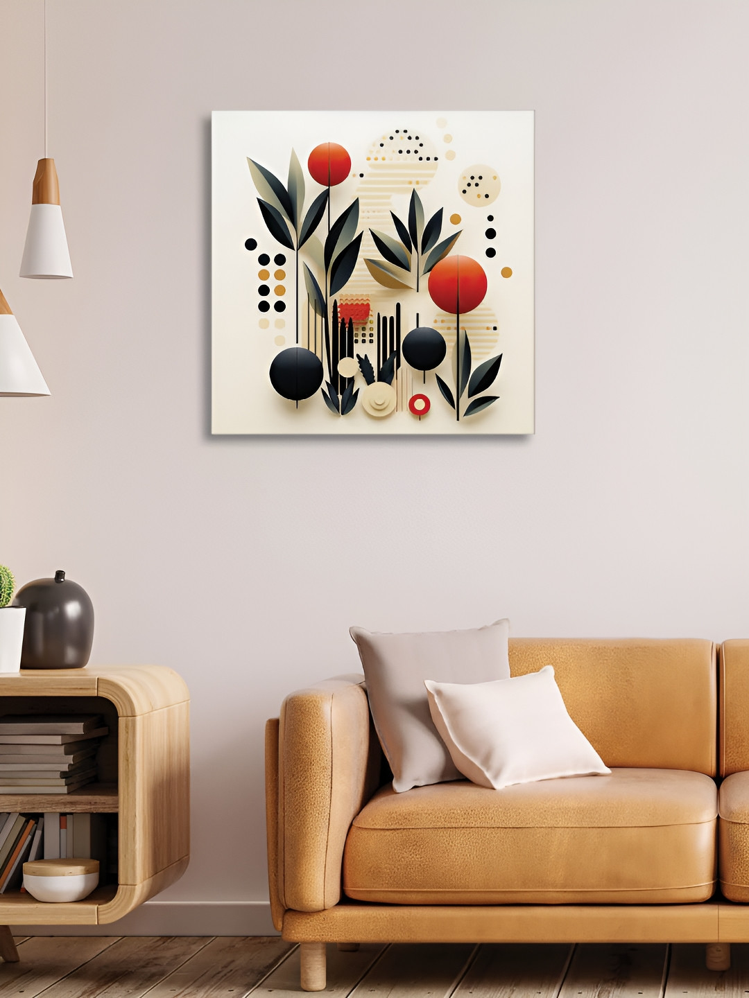 RANDOM Cream & Red Canvas Floral and Botanical Wall Art