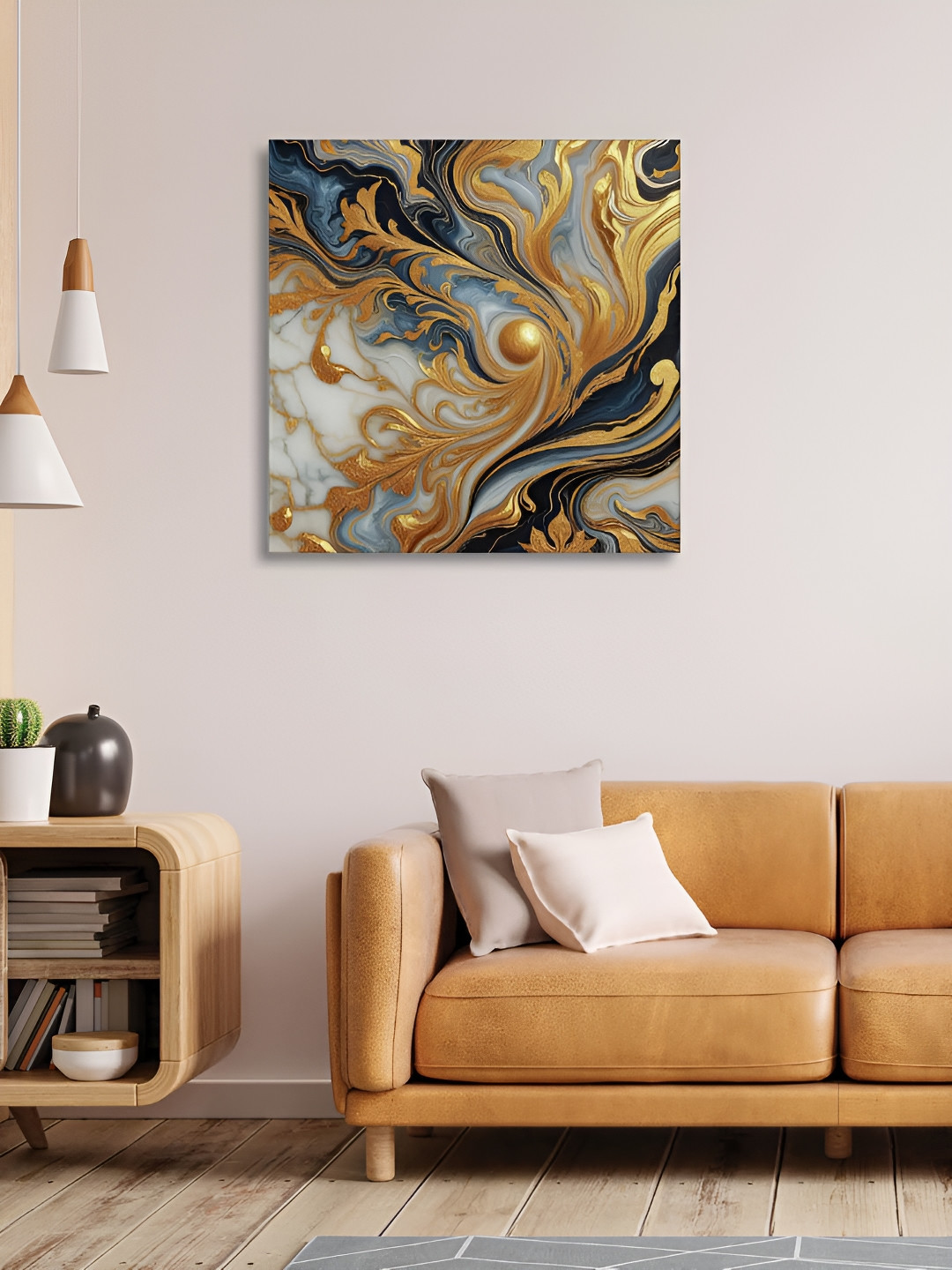 RANDOM Gold-Toned & Grey Abstract Canvas Wall Art