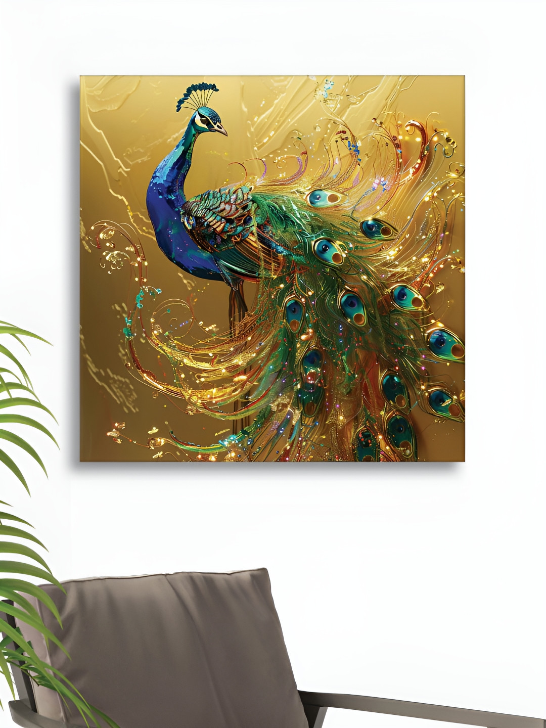 RANDOM Brown & Blue Canvas Birds and Animals Paintings Wall Art