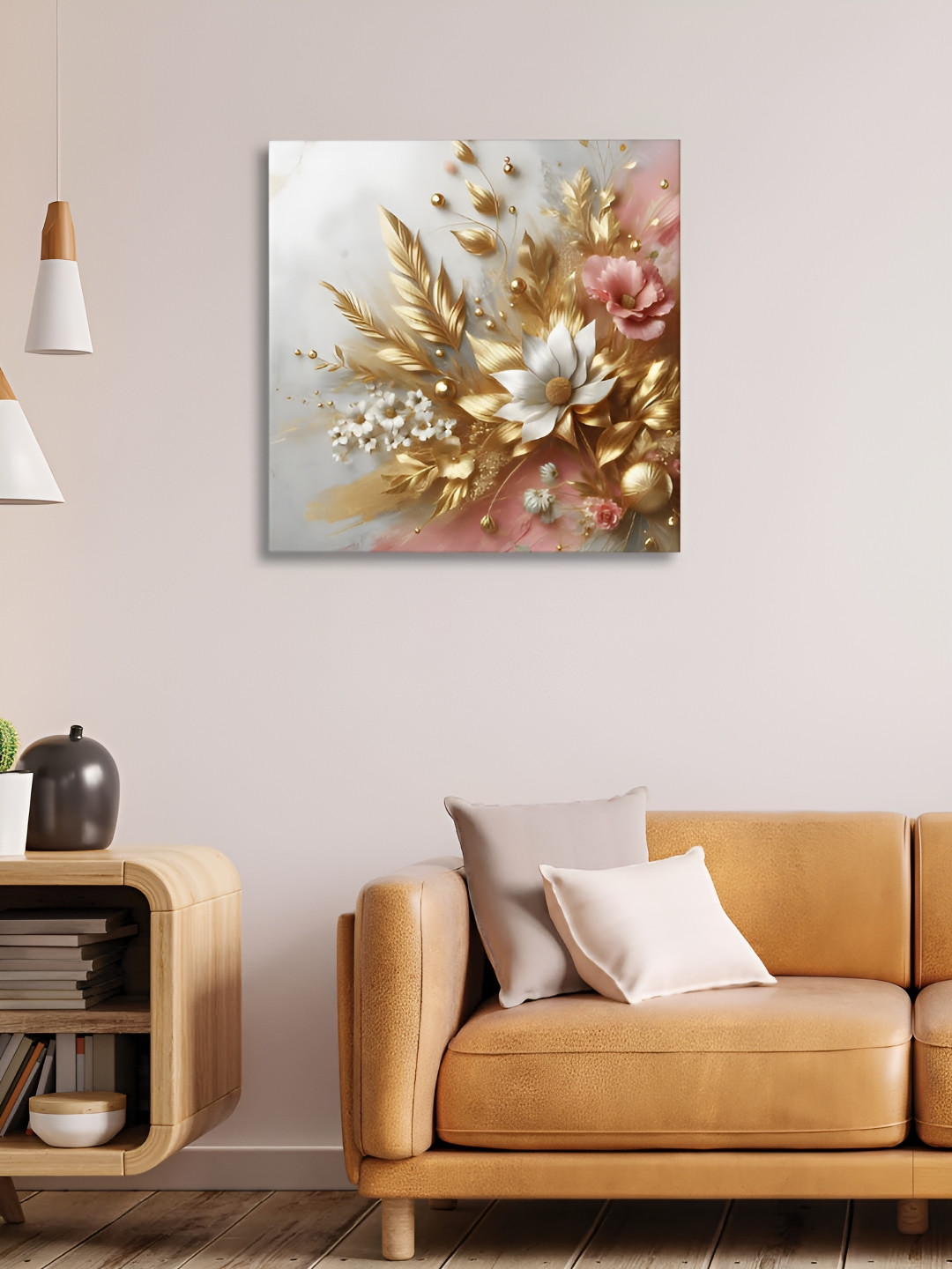 RANDOM Gold Canvas Wall Living Room Square Potrait Paintings Wall Art -24 x 24In