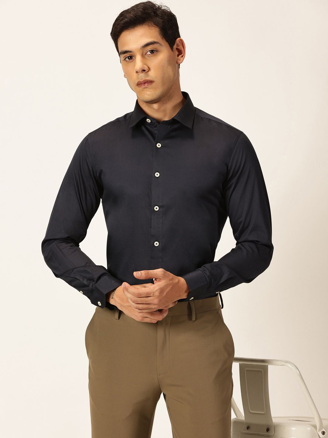 Thomas Scott Men Cotton Slim Fit Opaque Formal Shirt