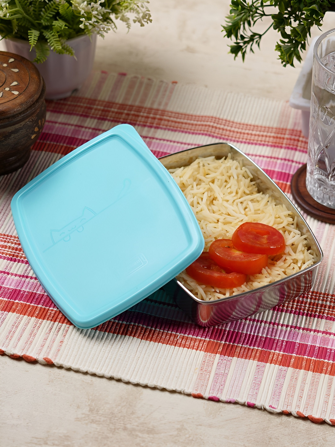 ceradeco Blue Stainless Steel Lunch Box-400ml