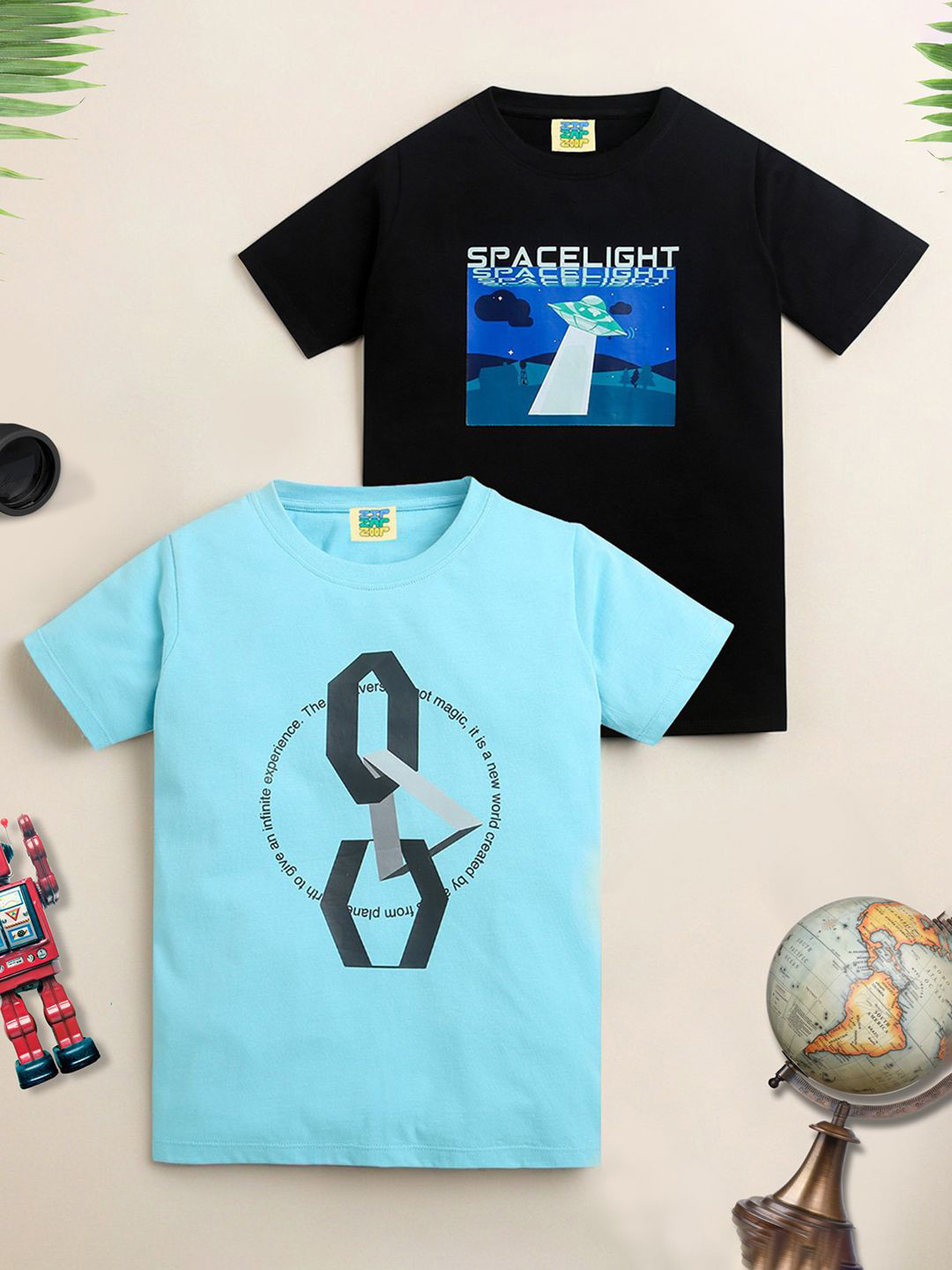 ZIP ZAP ZOOP Boys Typography 2 Printed Applique T-shirt