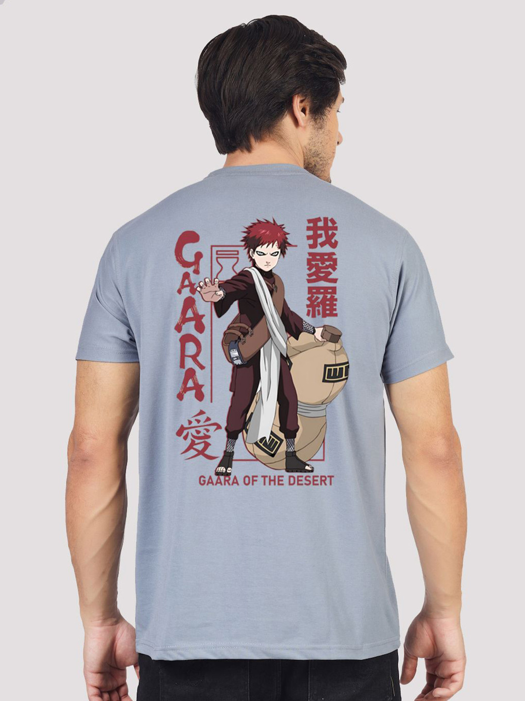 Greylongg Men Graphic Gaara Printed Round Neck T-shirt