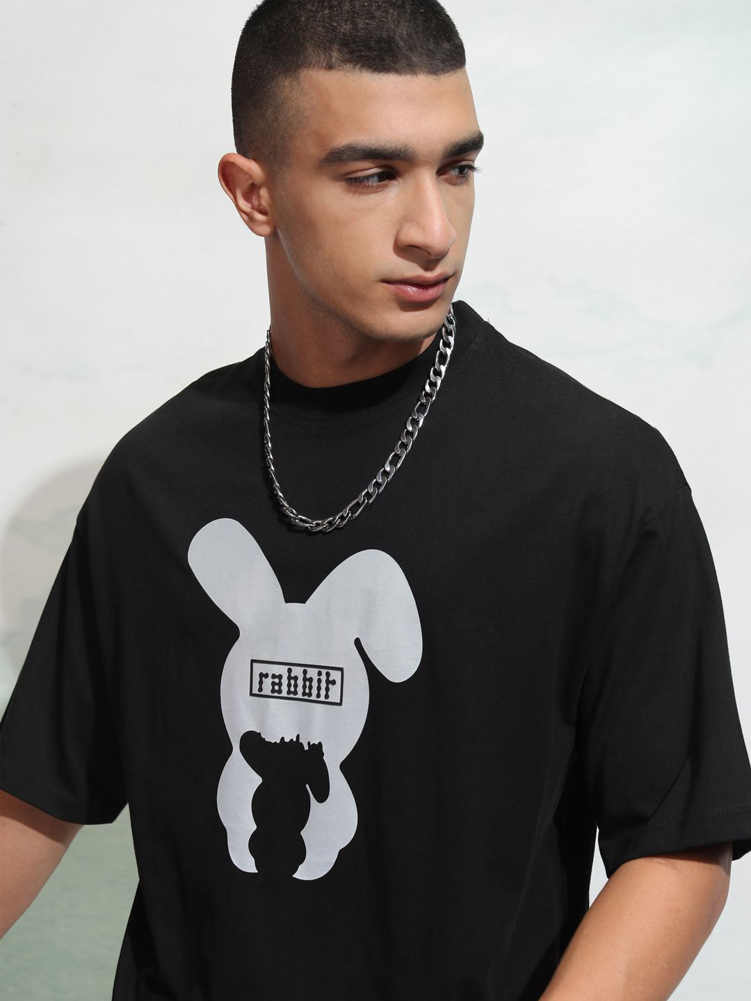 HIGHLANDER Men 3D Hd Graphic Printed Round Neck Oversized T-shirt