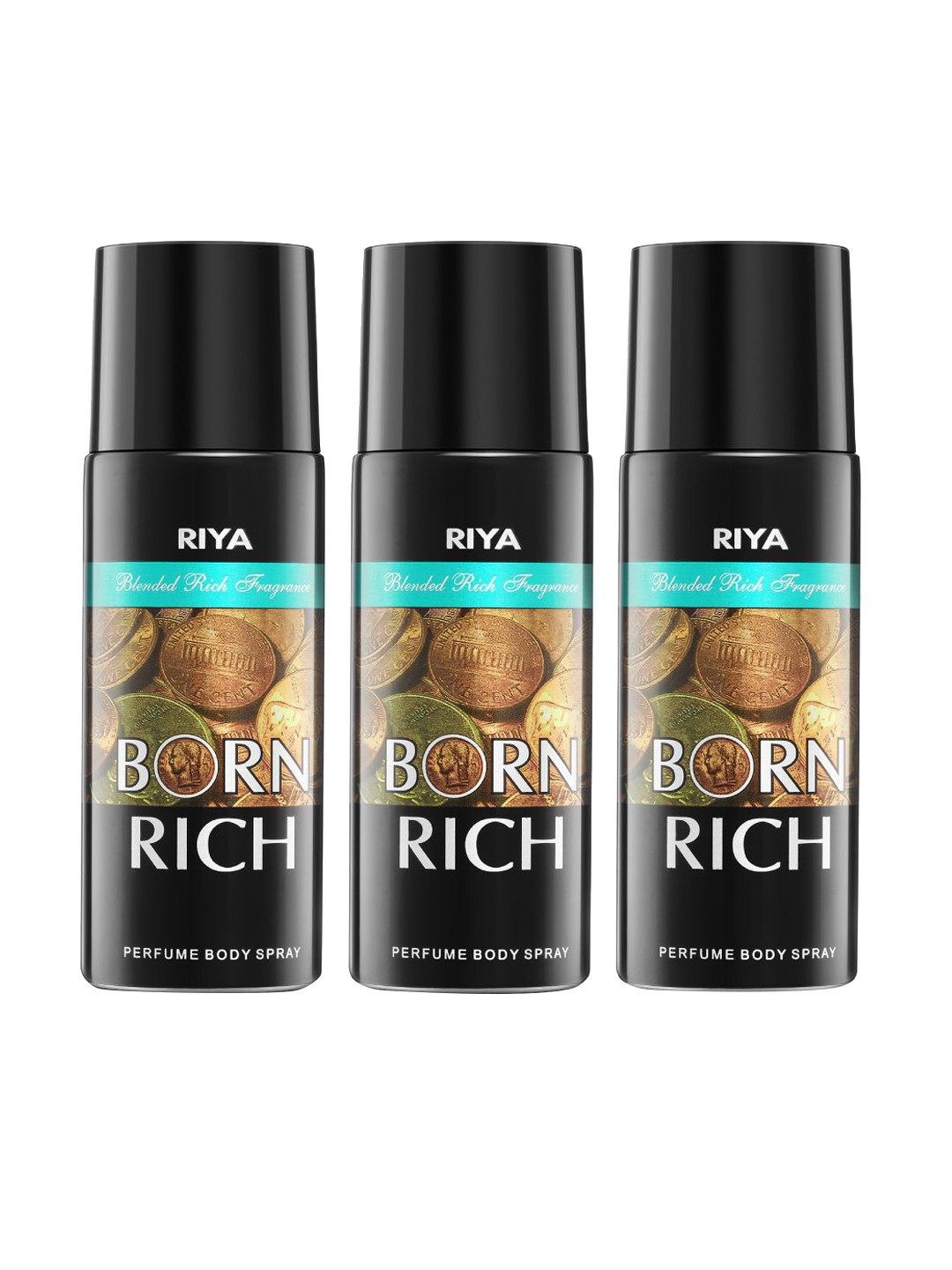 RIYA Set Of 3 Born Rich Long Lasting Perfume Deodorant Body Spray - 150ml Each
