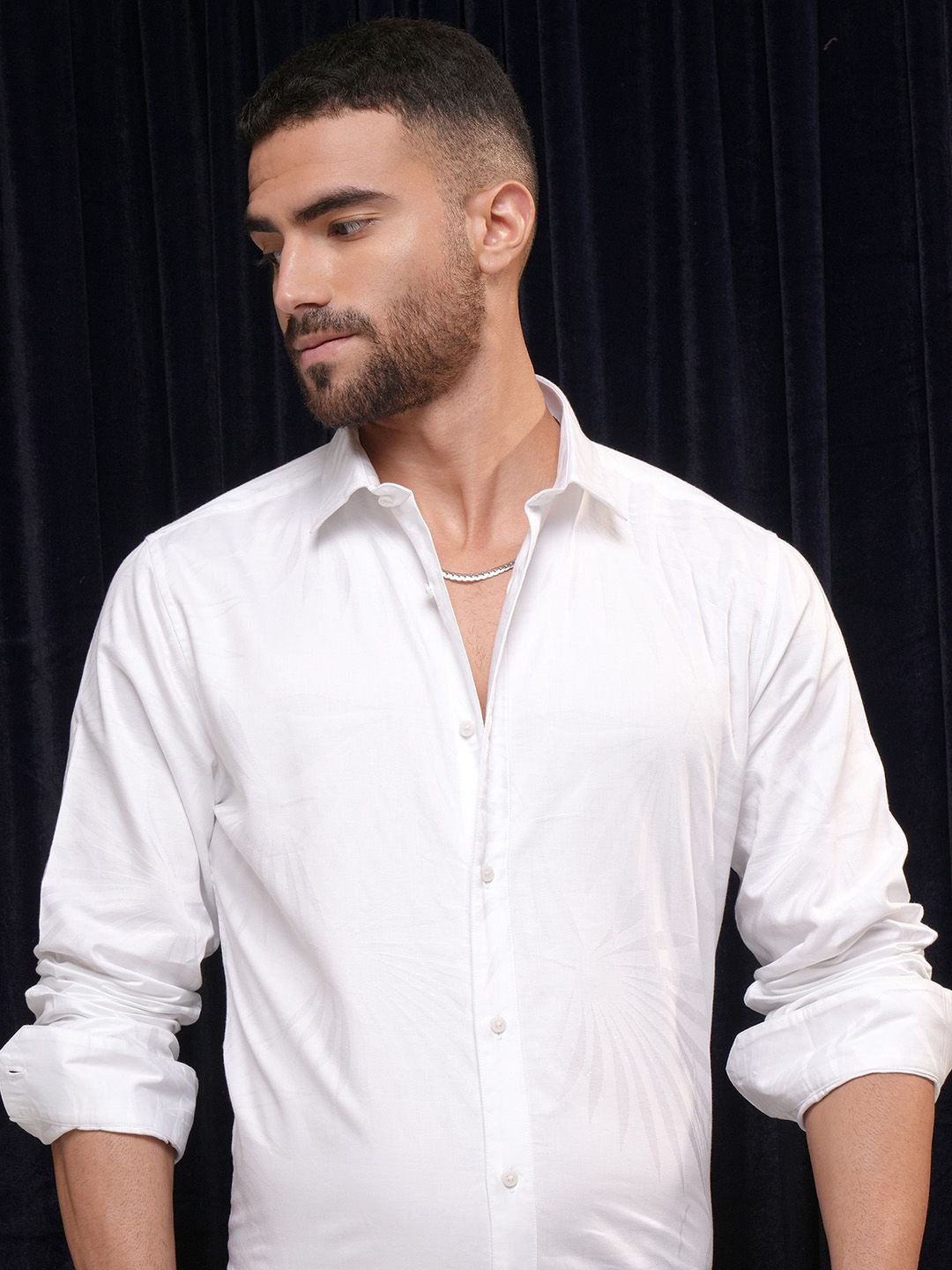 LOCOMOTIVE Premium Self Design Jacquard Textured Casual Shirt