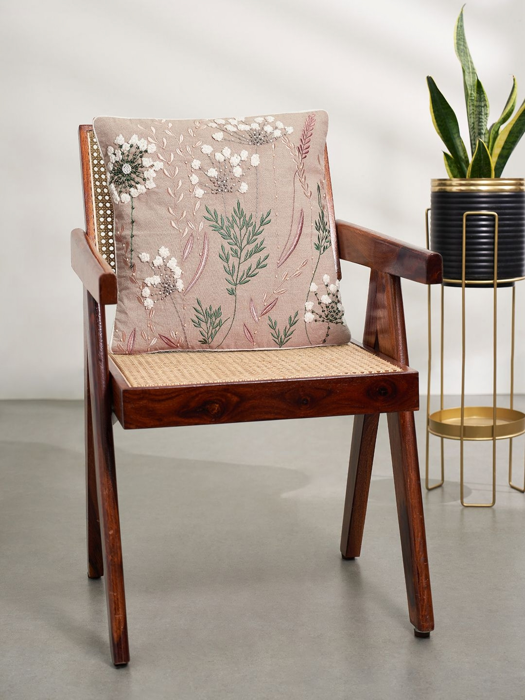 Living scapes by Pantaloons Floral Cotton Washable Square Cushion Covers - 16 x 16 In