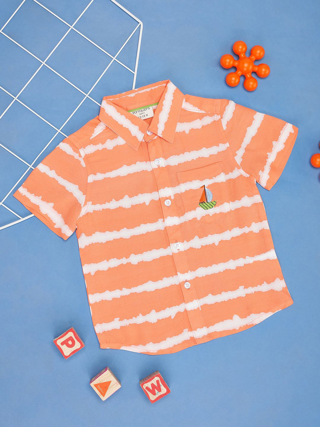 Pantaloons Baby Boys Vertical Stripes Opaque Printed Casual Shirt