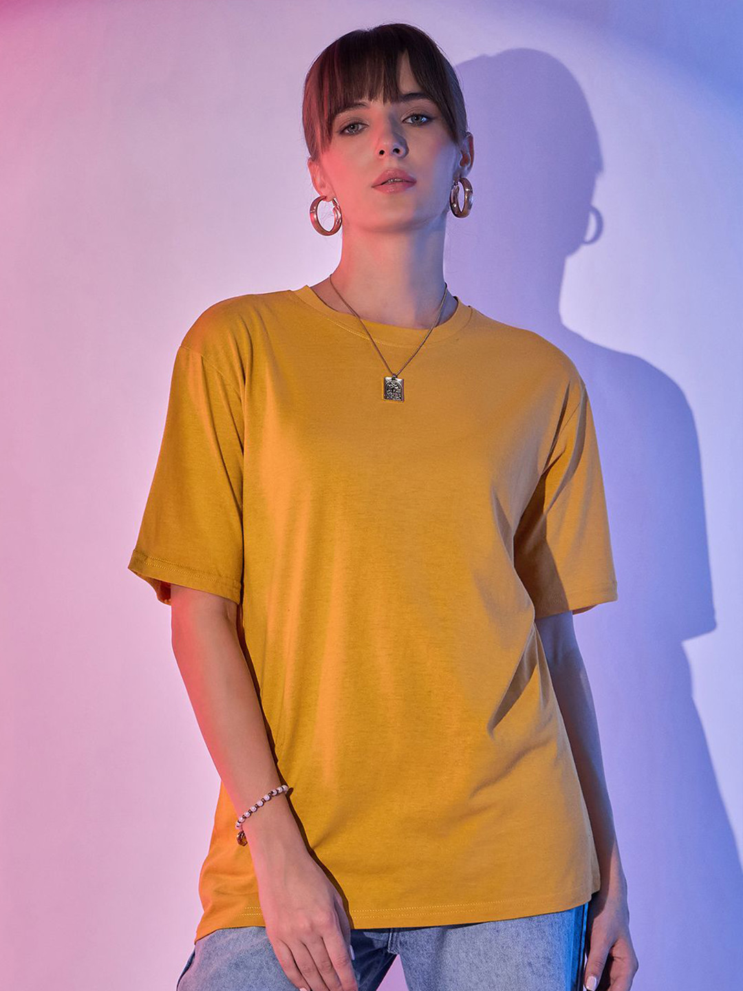BUY NEW TREND Women Round Neck Solid Oversized T-shirt