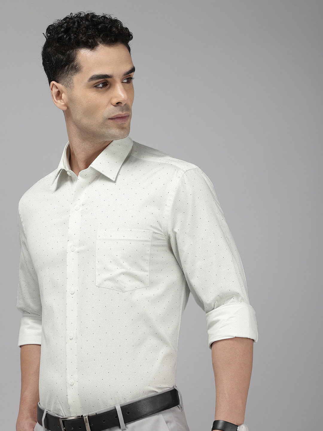 Arrow Men Manhattan Slim Fit Pure Cotton Micro Ditsy Polka Dot Print Formal Shirt