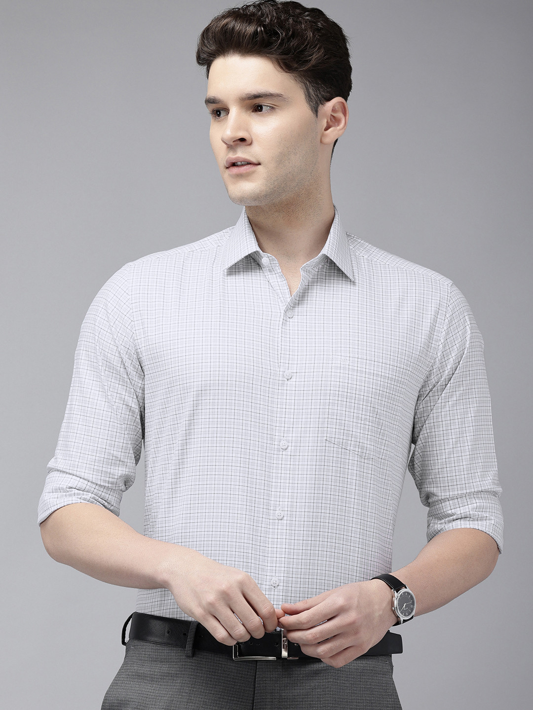 Arrow Manhattan Slim Fit Checked Pure Cotton Formal Shirt