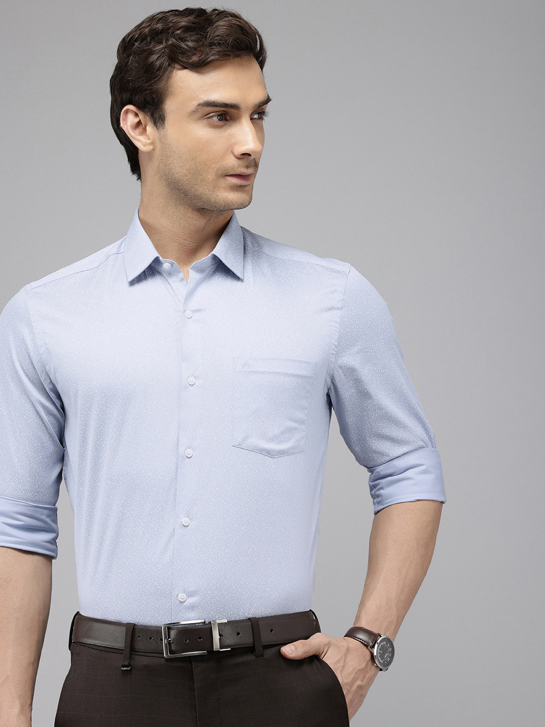 Arrow Pure Cotton Manhattan Slim Fit Floral Micro Or Ditsy Printed Formal Shirt