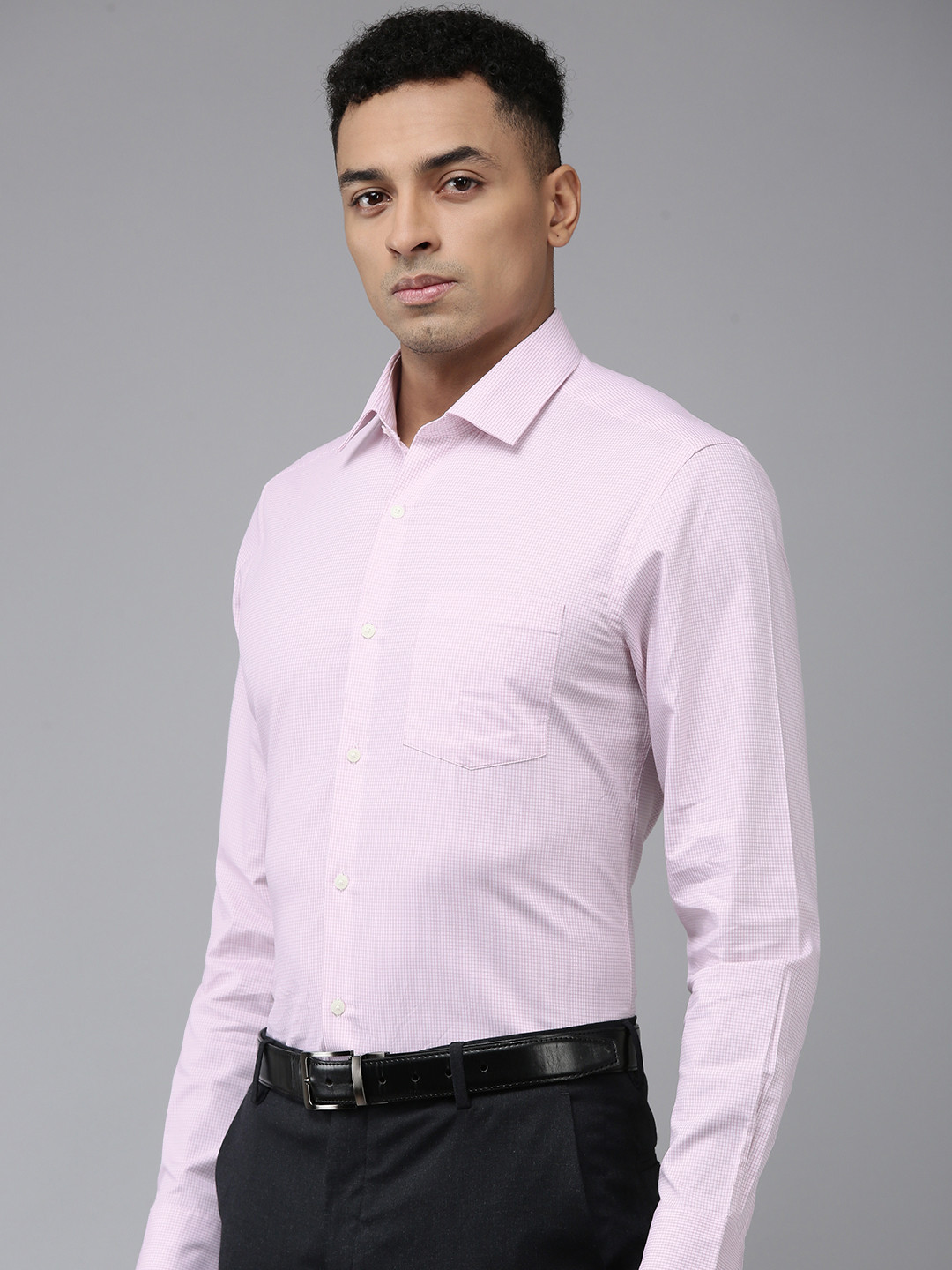 Arrow Manhattan Slim Fit Micro Checked Pure Cotton Formal Shirt