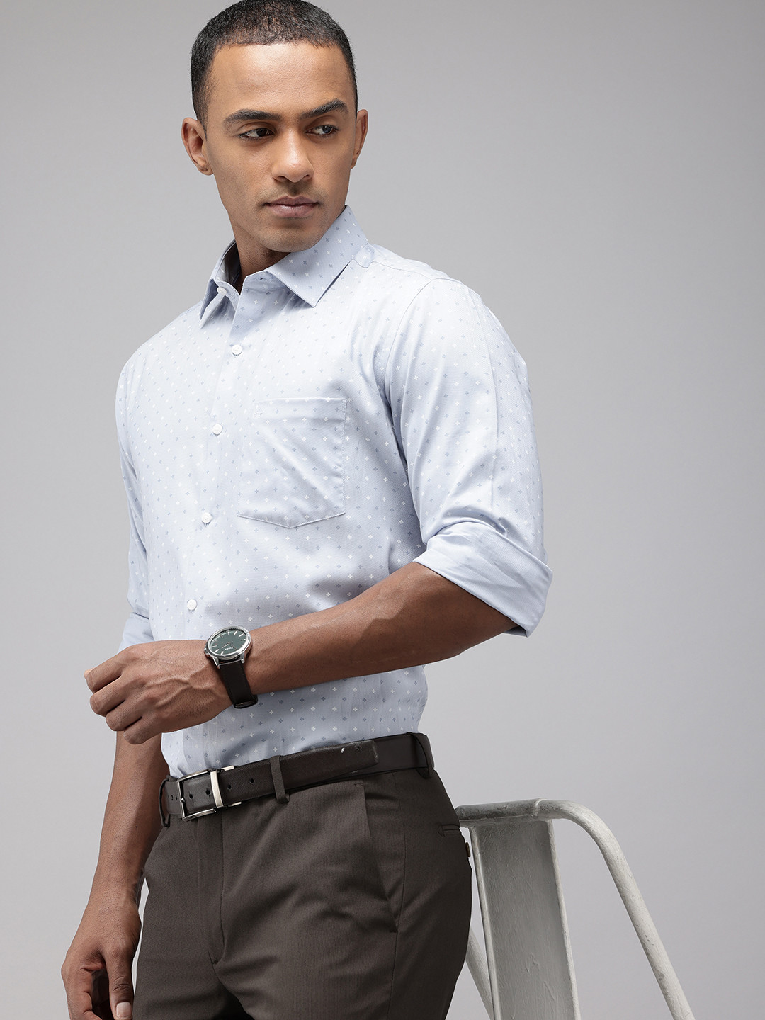 Arrow Ethnic Motifs Printed Manhattan Slim Fit Opaque Pure Cotton Formal Shirt