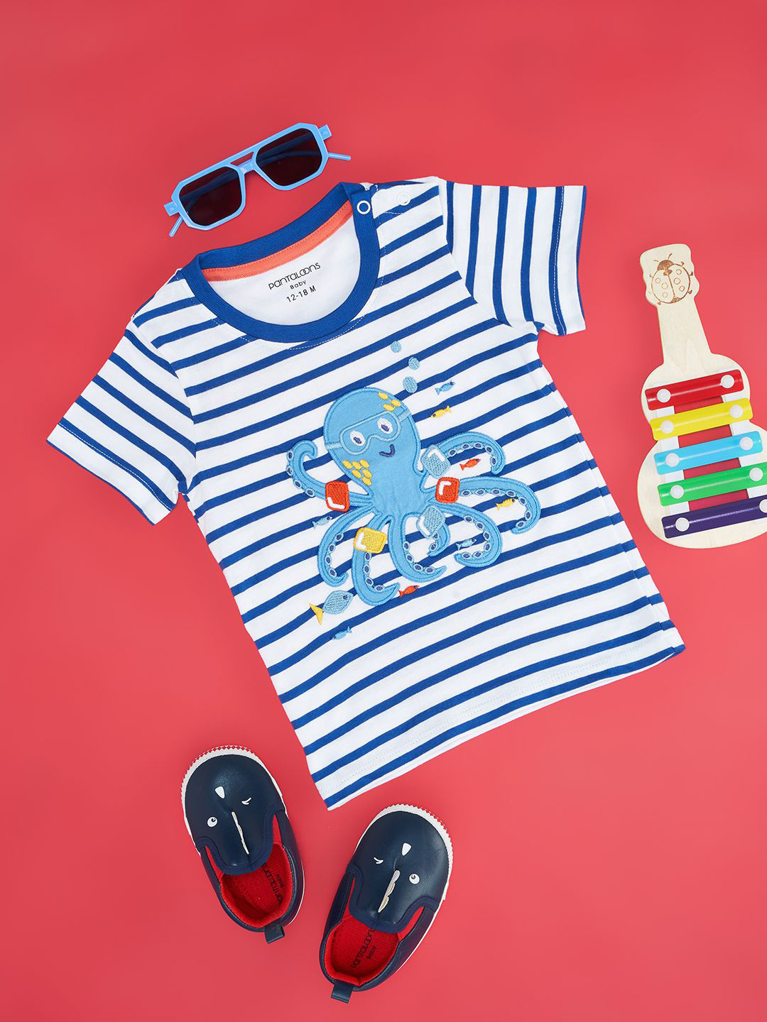 Pantaloons Baby Boy Striped Round Neck Pure Cotton T-shirt