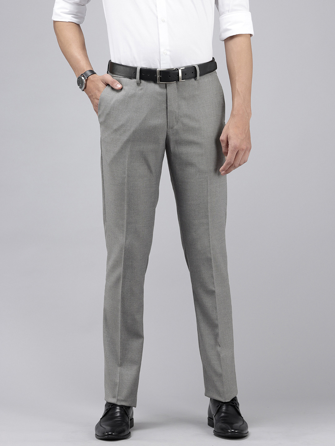 Arrow Men Self Design Textured Hudson Tailored Fit Formal Trousers