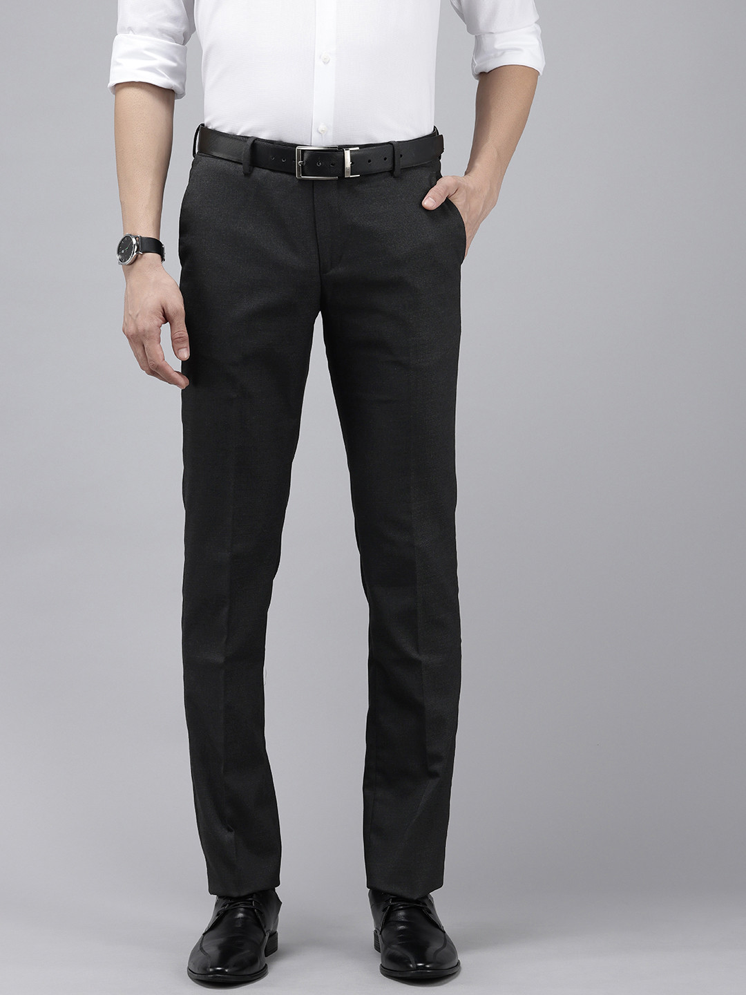 Arrow Men Textured Tapered Fit Formal Trousers