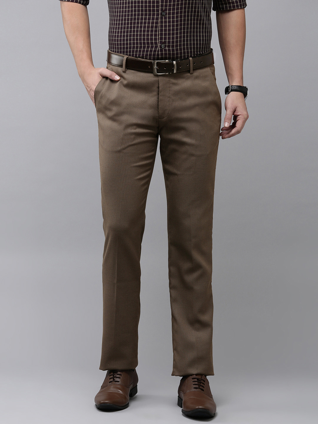 Arrow Men Original Tapered Fit Textured Formal Trousers