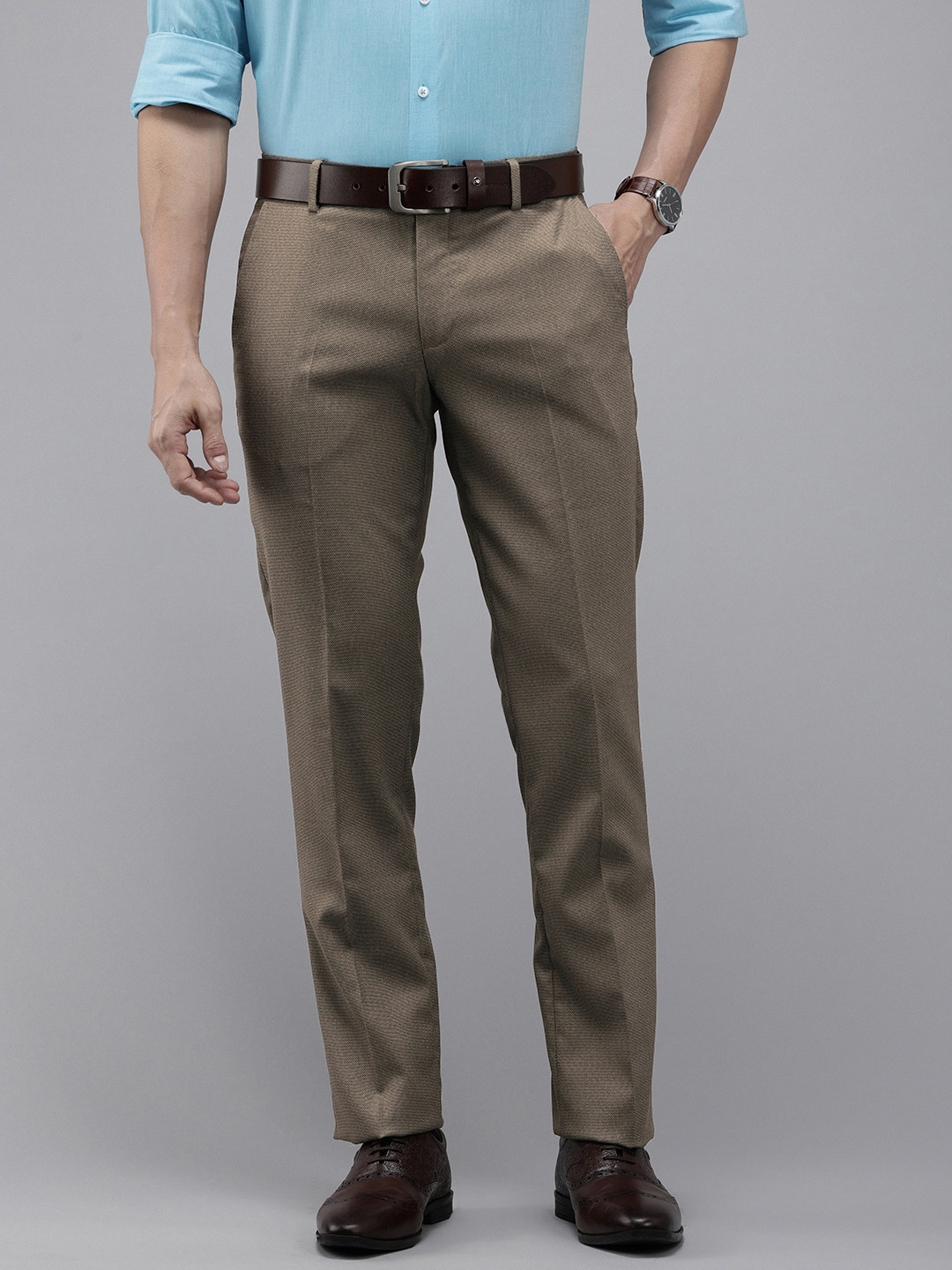 Arrow Men Hudson Tapered Fit Textured Formal Trousers