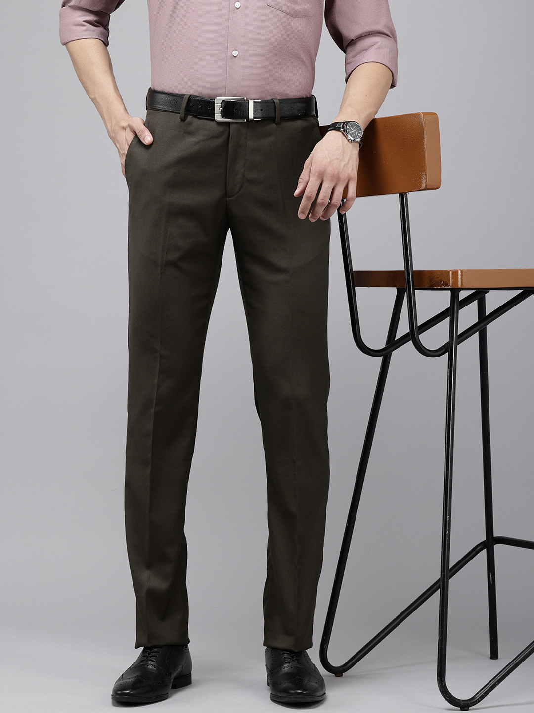 Arrow Men Textured Tapered Fit Formal Trousers