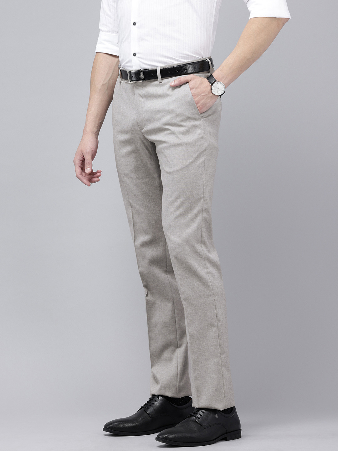 Arrow Men Original Tailored Fit Self Design Textured Formal Trousers
