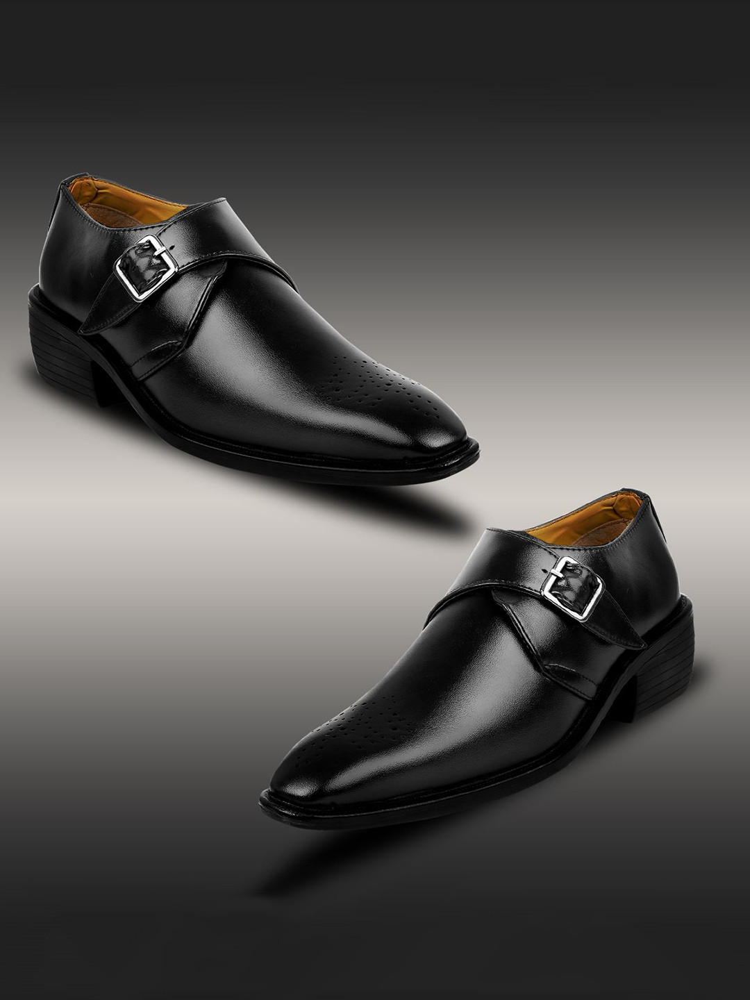 Bxxy Men Textured Round Toe Formal Monk Shoes