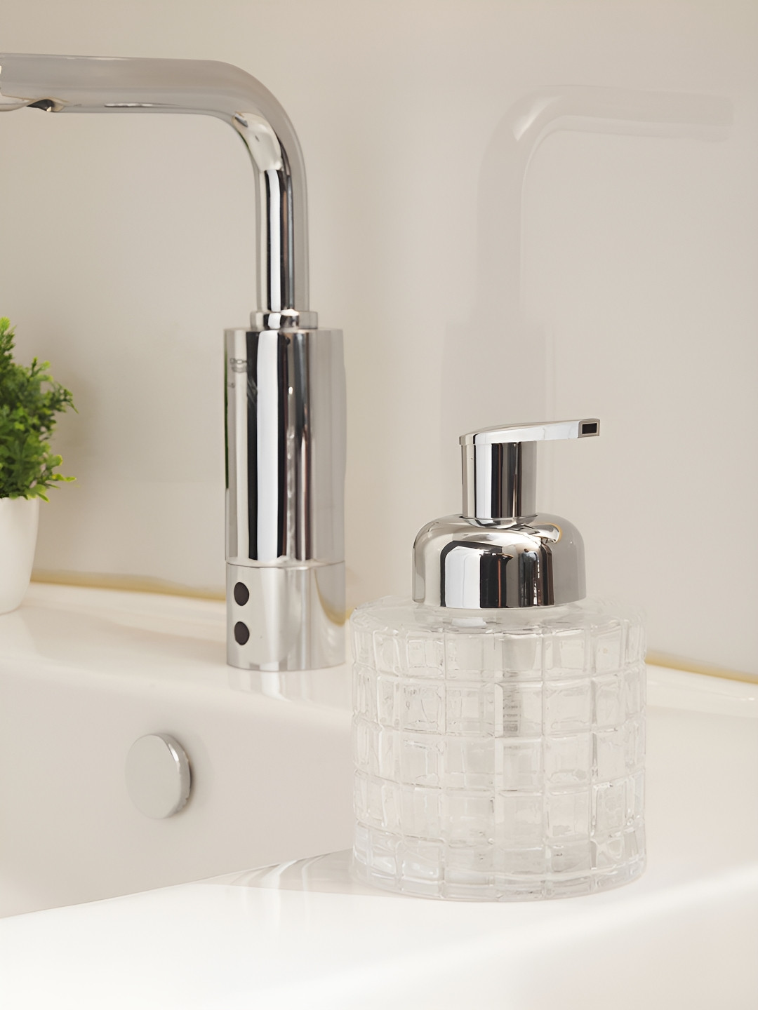 OBSESSIONS Transparent Textured Glass Soap Dispenser 400ml