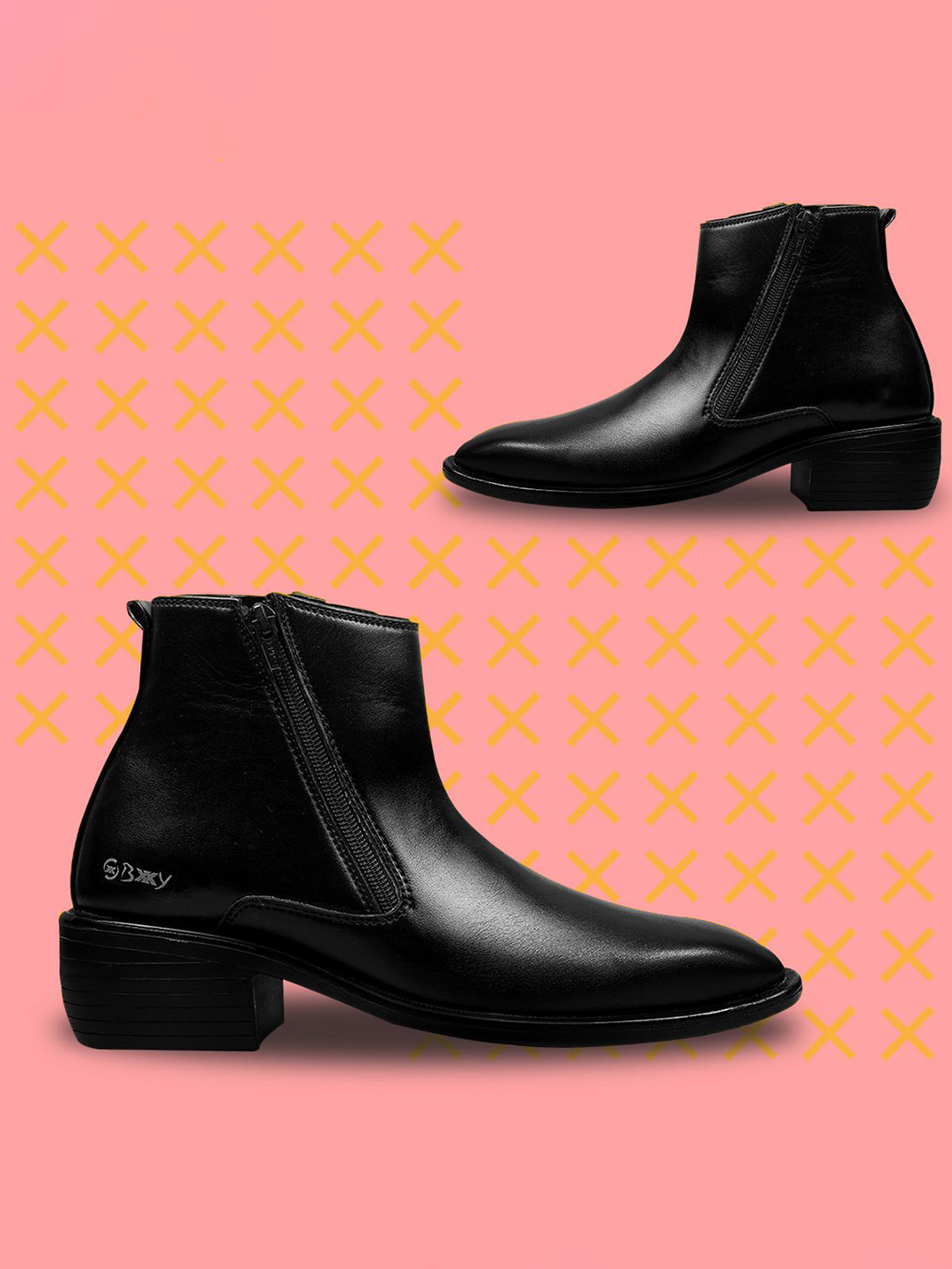 Bxxy Men Block Heel Zipper Formal Boots