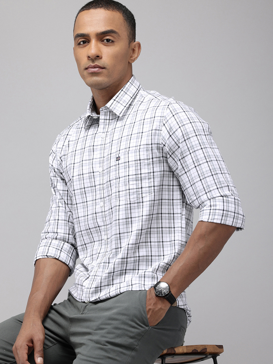 Arrow Sport Manhattan Slim Fit Checked Pure Cotton Casual Shirt