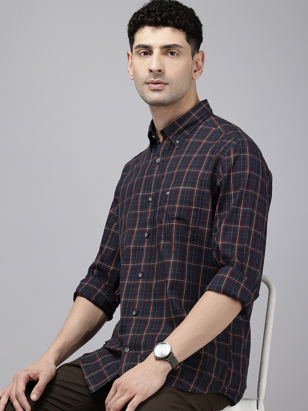 Arrow Sport Slim Fit Tartan Checked Pure Cotton Casual Shirt
