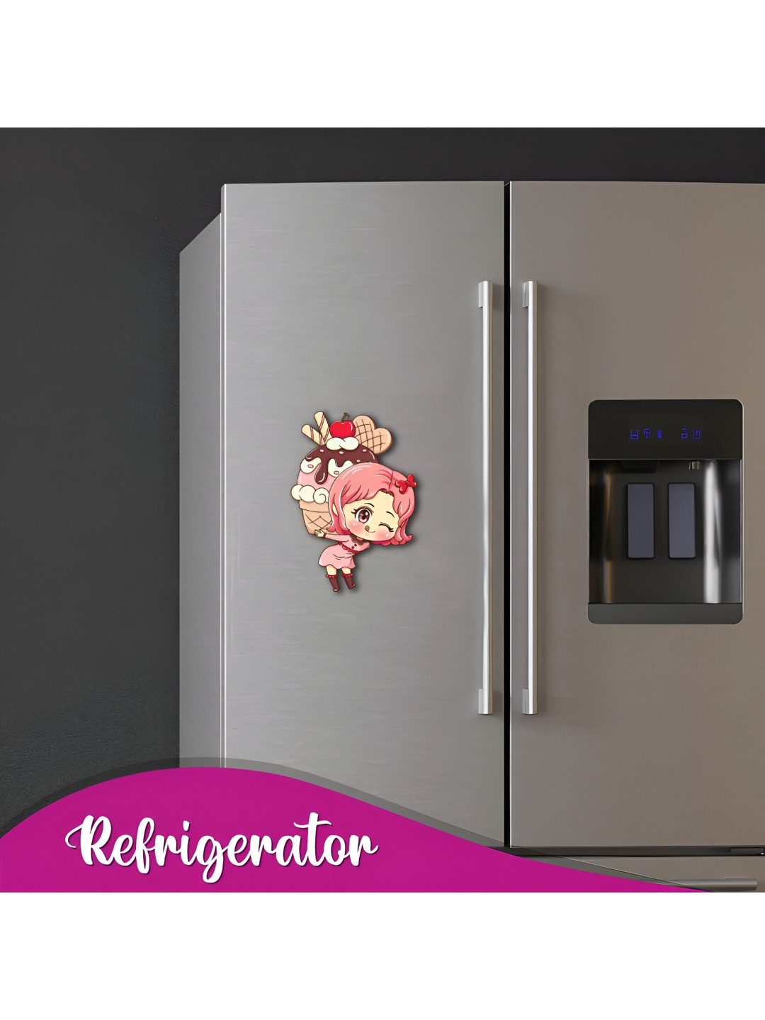 Bhai Please Pink & White Wooden Decorative Magnets