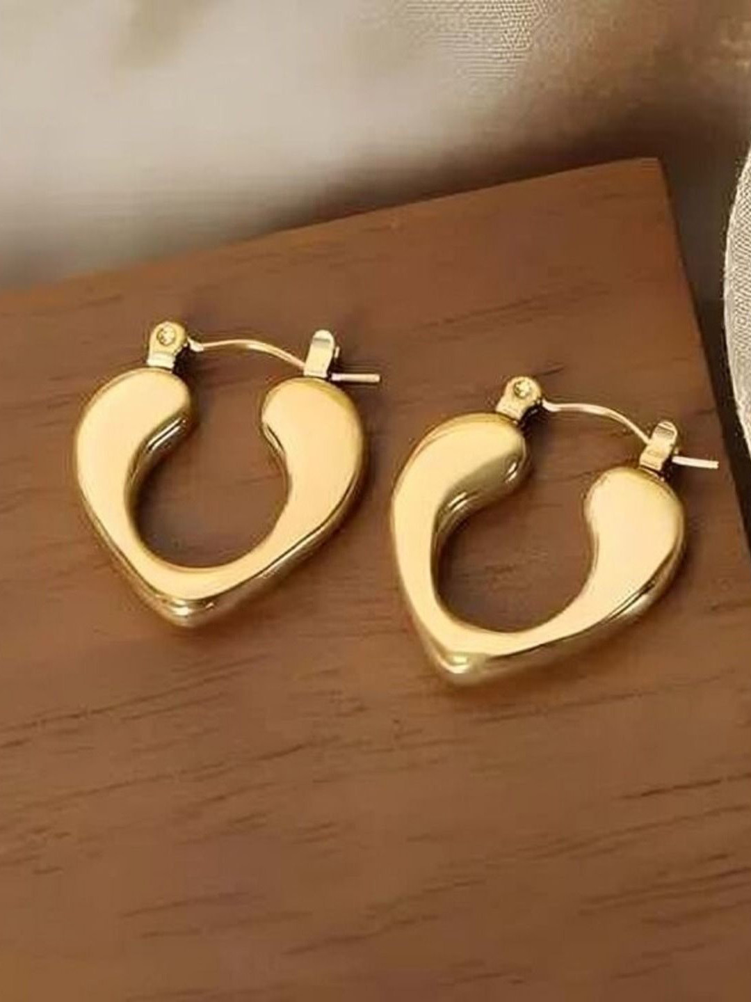 KRYSTALZ Gold Plated Contemporary Hoop Earrings