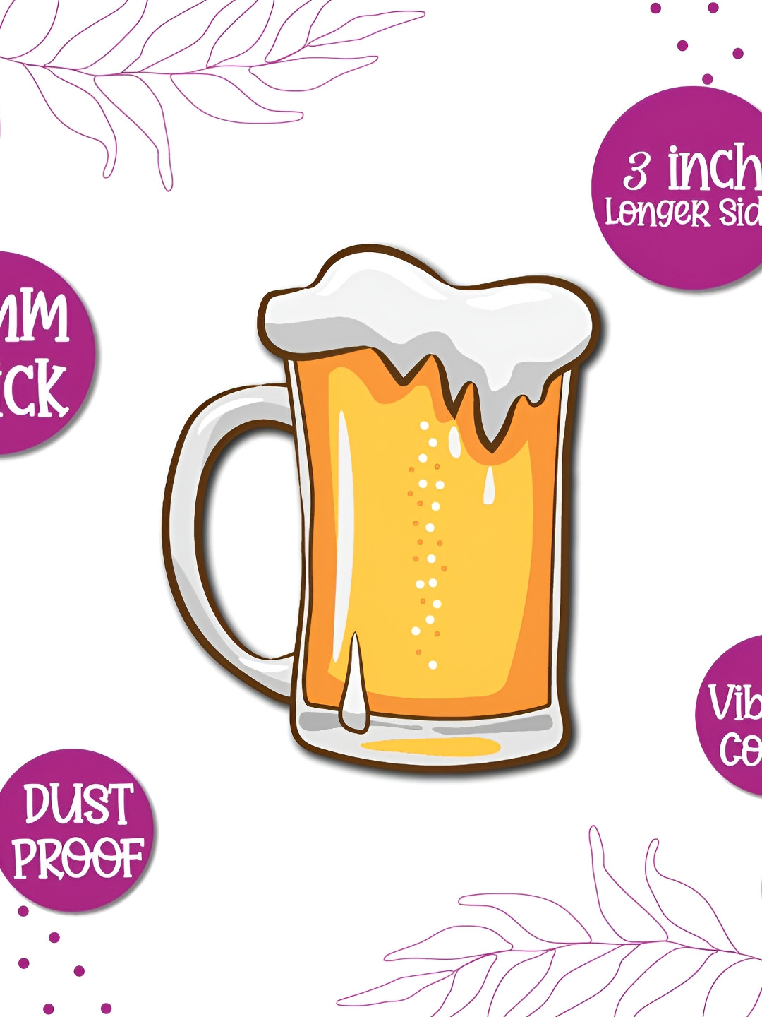 Bhai Please Yellow & White Wooden Fridge Decorative Magnets