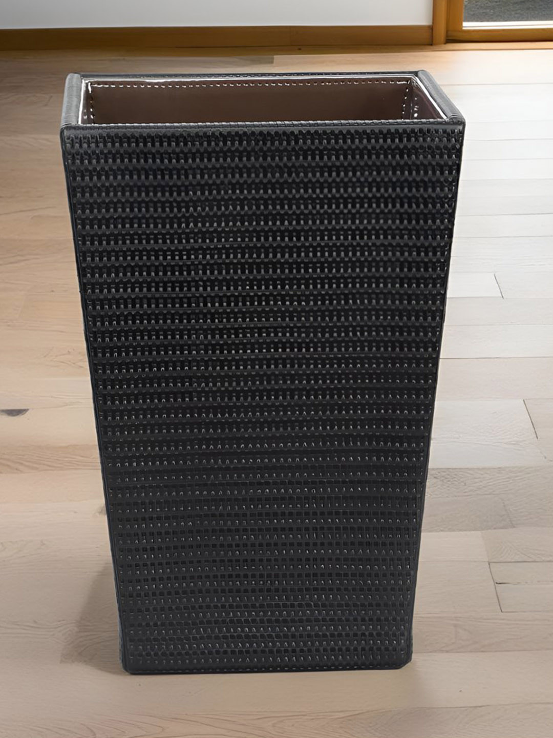 THE HOME CO. Black Textured Leather Dustbin
