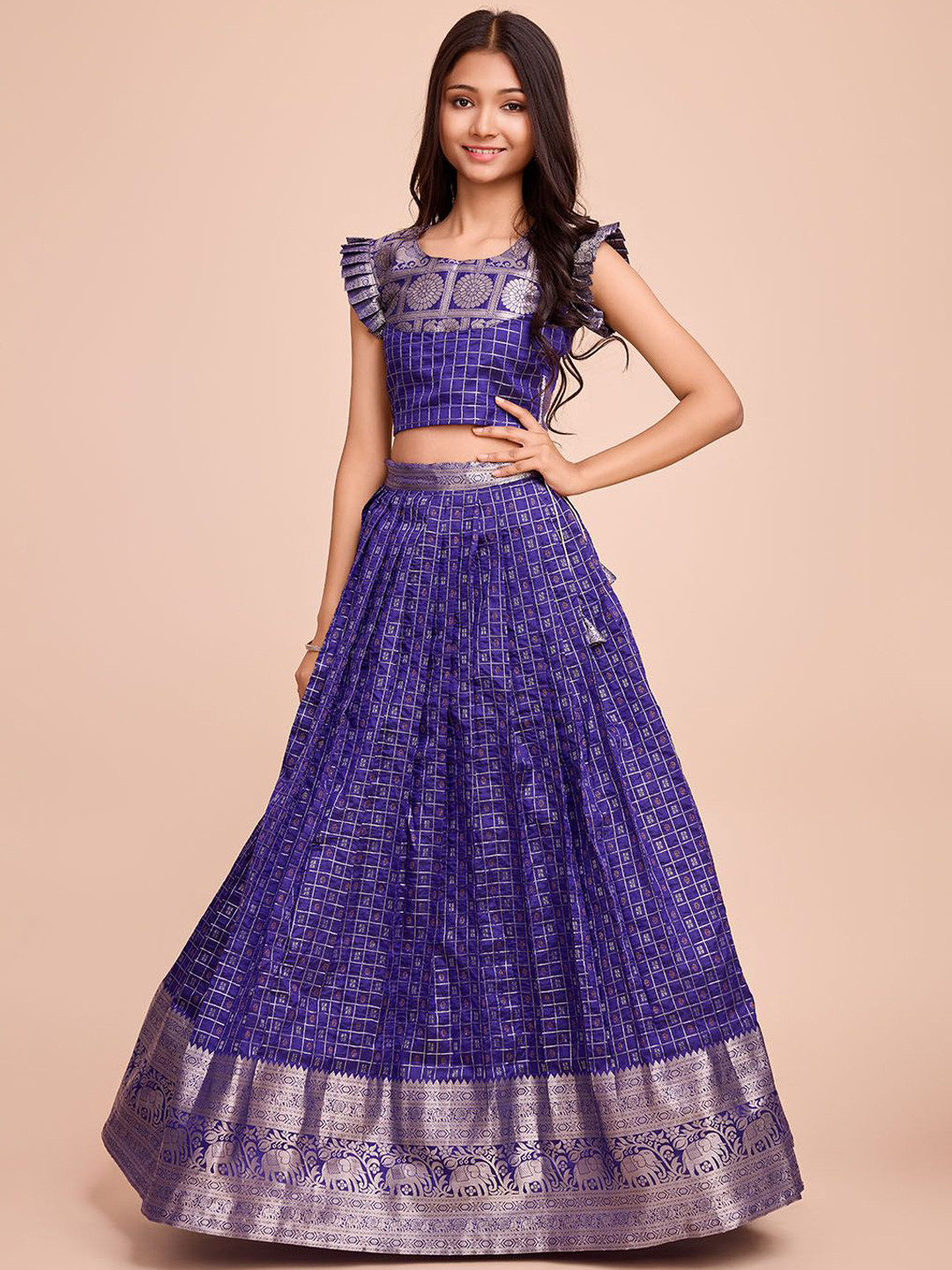 Tasarika Girls Checked Lehenga Choli