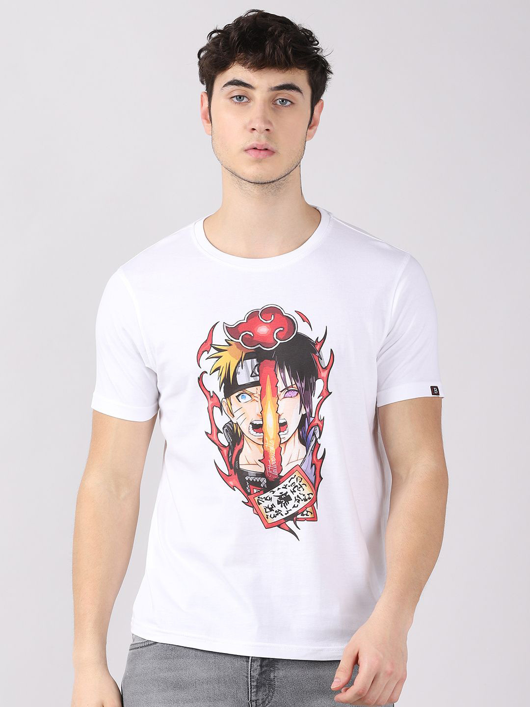 Bushirt Men Graphic Printed Naruto Round Neck T-Shirt