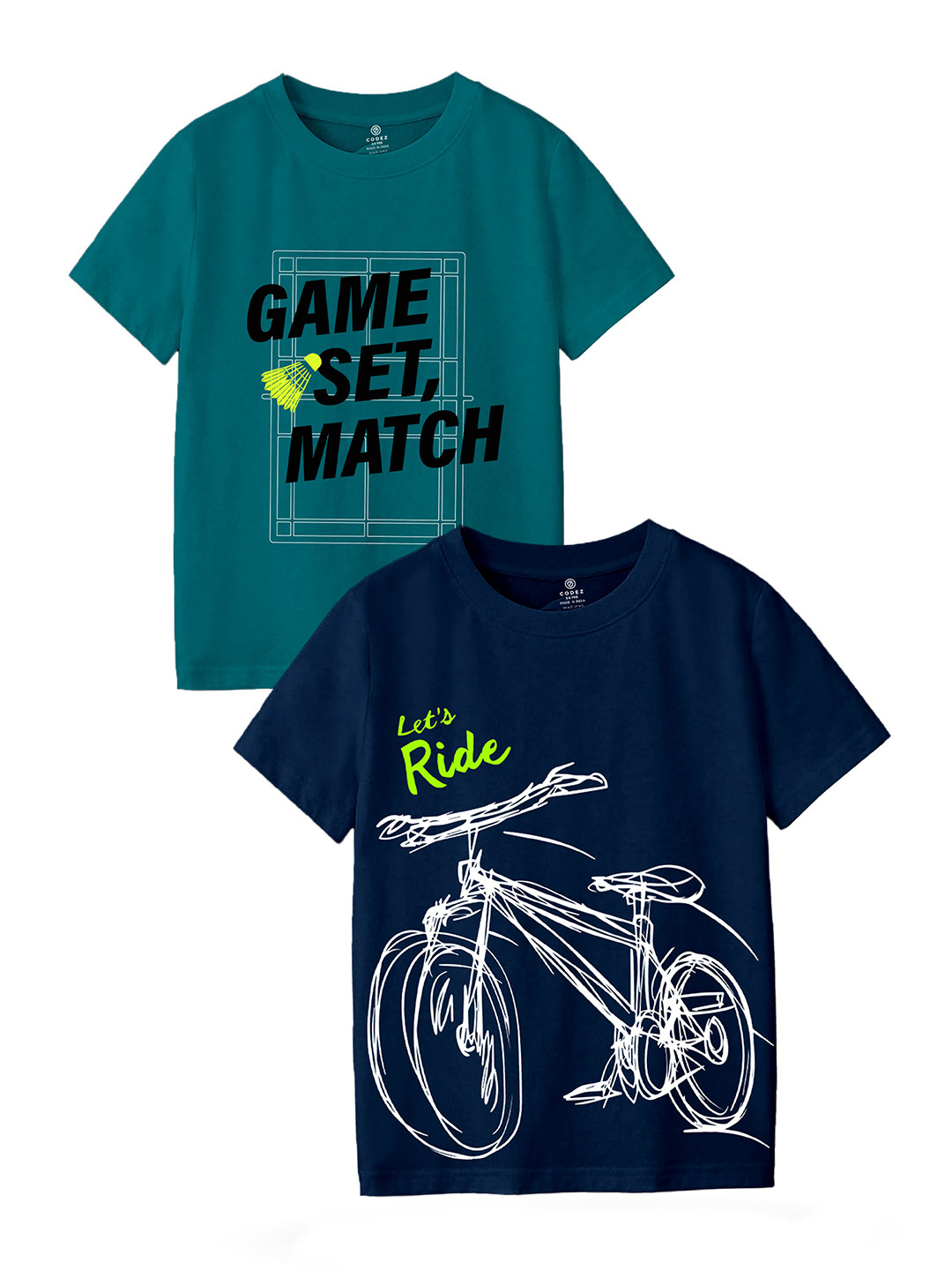 CODEZ Boy Pack Of 2 Printed Round Neck T-shirts