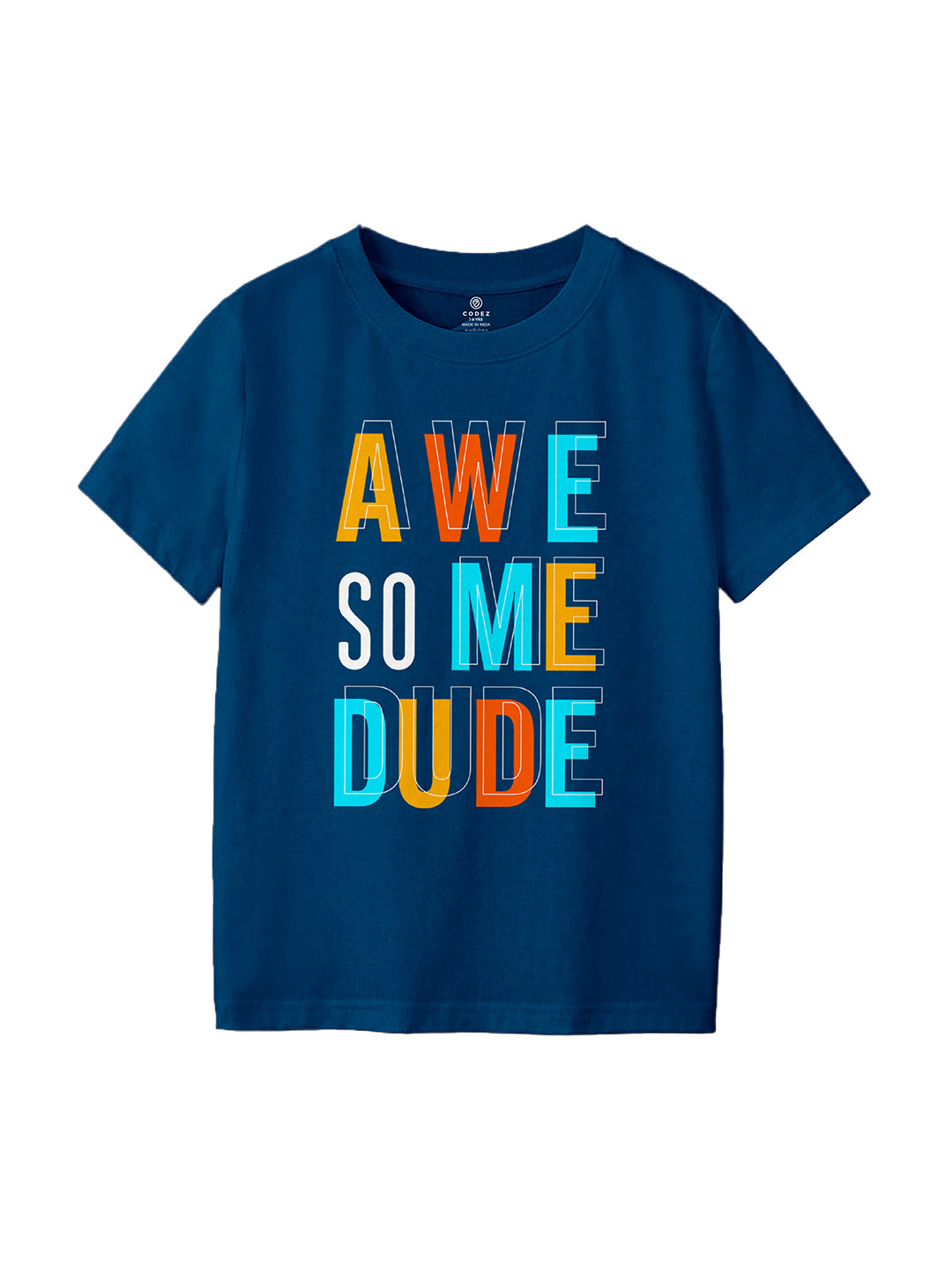 CODEZ Boys Round Neck Typography Printed T-shirt